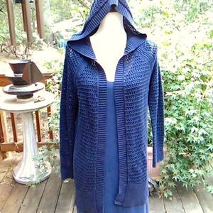 Gap NAVY Openweave  Hooded Cardigan Sweater